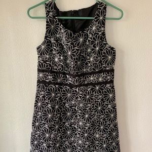Talbots black and white flower dress